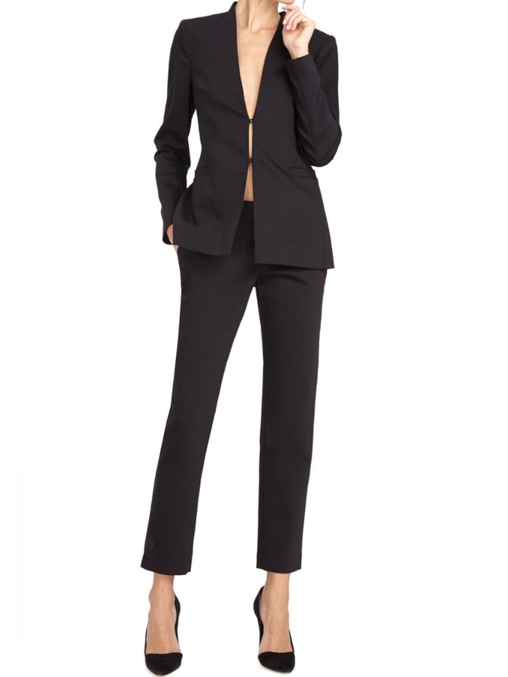 Alice and Olivia Employed Black Off Shoulder Jerri Structured Blazer Jacket 2